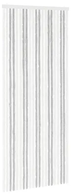 Image de Rideau anti-insectes vidaXL en chenille, gris clair et blanc, 90 x 220 cm
