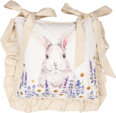 Produktbild von Clayre & Eef Kissenbezug für Stuhl 40x40 cm Weiß Violett Baumwolle Lavendel Kaninchen