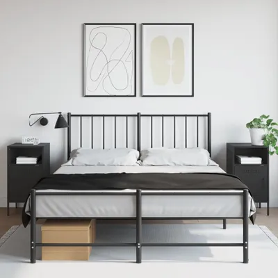 Produktbild von vidaXL Nachttische 2 Stk. Schwarz 36x39x68 cm Stahl