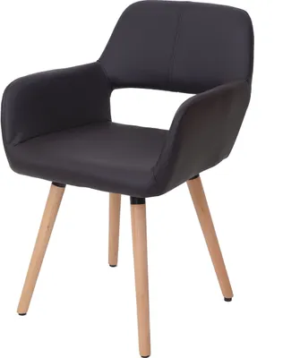 Produktbild von Esszimmerstuhl HWC-A50 II, Stuhl Küchenstuhl, Retro 50er Jahre Design  Kunstleder, braun, helle Beine
