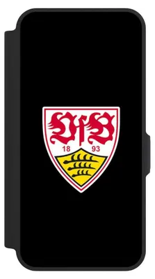 Produktbild von NIVOCASE Klapphülle für Samsung Galaxy A57 5G  Handyhülle aus Kunst Leder NIVOflip schwarz Offizielles Lizenzprodukt VfB Stuttgart Wappen