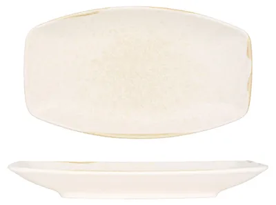 Imagen del producto de Kütahya Porselen: Plato para servir - Diseño "Sand Wind" - Porcelana - 19x11 cm