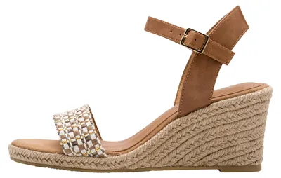 Produktbild von Tamaris Damen Sandalette mit Keilabsatz und Tweed-Optik 1-28376-46, Größe:37 EU, Farbe:Braun