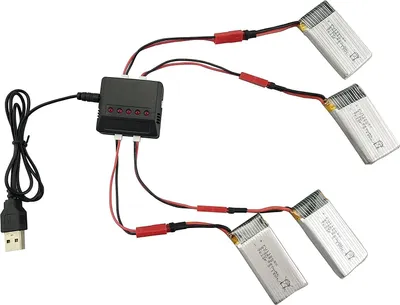Produktbild von 4 kusy náhradných batérií + 3,7V 850mAh Li-Po nabíjačka pre kvadrokoptéru RC Drone Syma X56 X56W X54HW X54HC