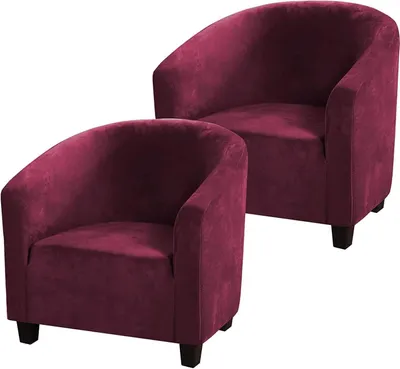 Obrázek produktu pro 2 Piece Club Chair Slipcover Chair Cover Stretch Velvet Sofa Cover Elastická vana Kryt křesla Kryt na klubové křeslo Lounge Chair Cocktail Chair （Red）
