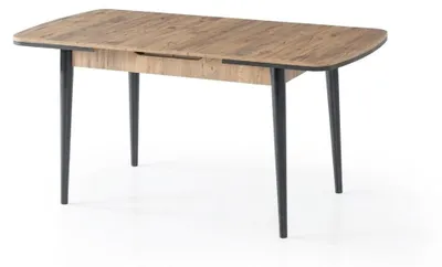 Image de Ensemble de salle à manger : table et 4 chaises. Couleur : marron. Matériau : bois. Style : moderne, confortable