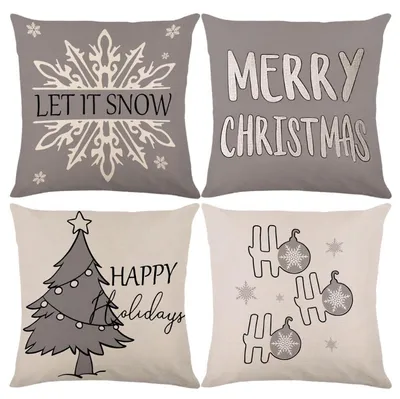 Immagine prodotto di Cuscini decorativi natalizi, set da 4, 45x45 cm, cotone e lino