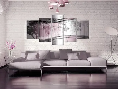 Image de Tableau acoustique Nature Paysage 200 x 100 cm Tableaux Mousse acoustique Absorbeur acoustique haute performance Isolation acoustique Toile 5 pièces Tableau mural Acoustique intérieure Isolation acoustique b-C-0005-b-o