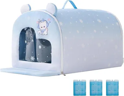 Produktbild von Isolierte Haustierunterkunft Geräumig, Abnehmbar, Mit Kühlakku | Kühlendes Outdoor-Katzenhaus Für Mittelgroße Und Kleine Rassen, Kätzchen, Welpen, Reisen, Camping, Balkon, Terrasse, ,