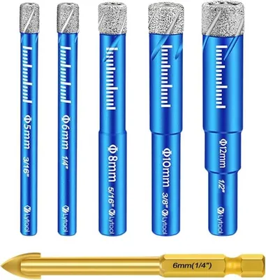 Produktbild von Diamantbohrer-Set für Fliesen – Enthält 5 bis 12 mm große Bohrer für Porzellan, Keramik, Glas, Granit und Marmor, perfekt für Präzisionsbohrungen