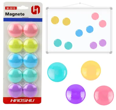 Produktbild von Magnet-Set für Magnettafeln, Bunt, 10 Stück, 3 cm