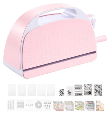 Image de SucceBuy, machine manuelle de découpe et de gaufrage, 229 mm, kit portable comprenant des matrices de découpe, des plaques de gaufrage, des feuilles de papier et des lames de coupe, idéal pour le scrapbooking, la création de cartes et les projets créatifs