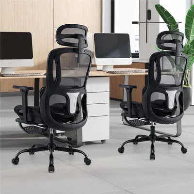 Zdjęcie produktu dla Ergonomiczne krzesło biurowe - krzesło do pracy biurowej - krzesło komputerowe - krzesło robocze - czarne krzesło biurowe