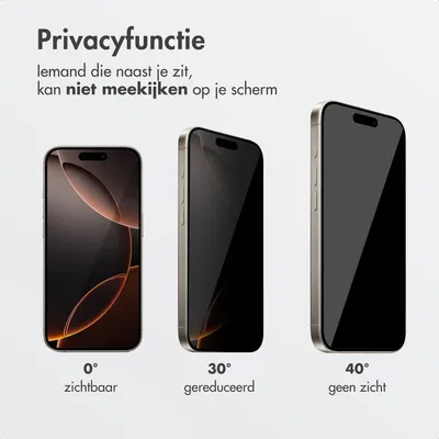 Productafbeelding van Accezz Gehard Glas Privacy Screenprotector + Applicator voor de Apple iPhone 16 Pro Max