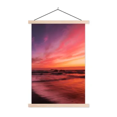 Produktbild von MuchoWow® Textilposter Strand - Meer - Natur - Abend 60x90 cm mit holzfarbenen Rahmen - Textil