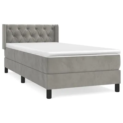 Image de vidaXL Lit boxspring avec matelas gris clair 80x200 cm velours