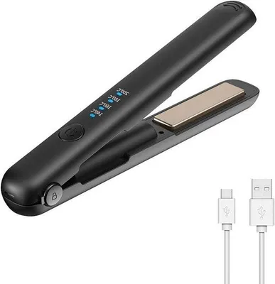 Imagen del producto de Estilizador de pelo eléctrico 2 en 1: ideal para viajes, con 4 niveles de temperatura y posibilidad de carga mediante USB