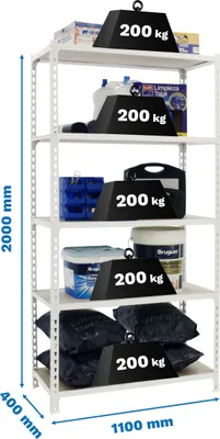 Zdjęcie produktu dla MADERCLICK SUPERPLUS 5/400 BIAŁY/DREWNO metaliczna półka