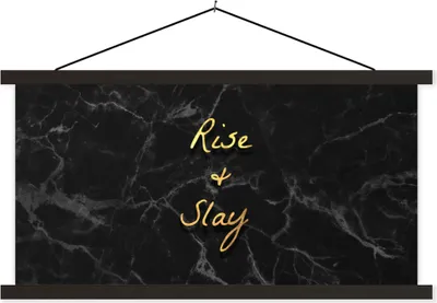 Produktbild von MuchoWow® Textilposter Zitate - Sprichwörter - Gold - Marmor 90x45 cm mit schwarzem Rahmen - Klemmleisten