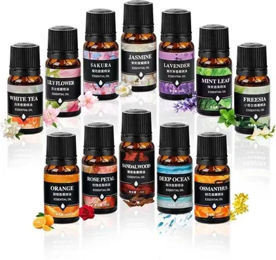 Produktbild von Set mit ätherischen Ölen, 12 x 10 ml - reine, hochwertige Öle - für Diffuser - zur Entspannung