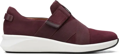 Produktbild von CLARKS Women's Un Rio Strap burgundy Leder Wildleder Klettverschluss Halbschuhe 36