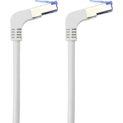 Productafbeelding van Renkforce RF-4892520 RJ45 netwerkkabel CAT 6a S/FTP, 20.00 meter, grijs, 90° naar beneden gebogen, 1 stuk.