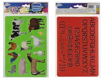 Produktbild von Grafix Zeichenschablonen Alphabet und Tiere, 2er-Set