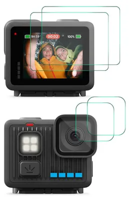 Immagine prodotto di Set di vetri protettivi 9H per GoPro LIT HERO: vetro temperato per parte anteriore e posteriore, resistente