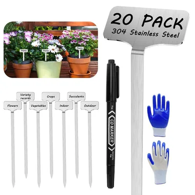 Produktbild von Edelstahl Pflanzenetiketten 7er Set, wetterfeste Pflanzenmarker wiederverwendbar, beschriftbare Pflanzenschilder für Garten & Gewächshaus