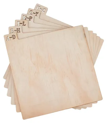 Holz-Registertrenner A-Z, 6 Stück, für Schallplatten & CDs