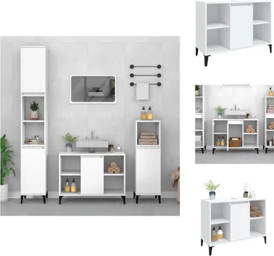 Image de vidaXL Meuble sous-lavabo blanc 80x33x60 cm Bois composite - lavabos de salle de bains