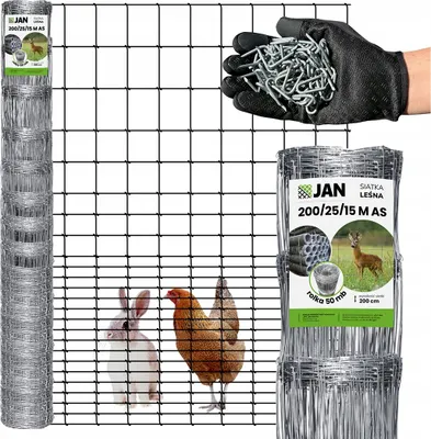 Produktbild von Wildschutzzaun - 200/25/15 - 50 m - Verzinkt - Wetterfest - Robuste Konstruktion - 10 Jahre Haltbarkeit