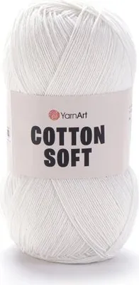 Produktbild von YarnArt Baumwolle Soft 01 Weiß Natur 55% Baumwolle 45%.Polyacryl, 600m/100g Garn