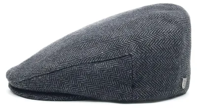 Productafbeelding van Brixton moderne flatcap, model "Hooligan" met visgraatpatroon, grijs, maat L