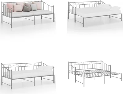 Obrázok produktu pre vidaXL Rozkladacia pohovka sivá kovová 90x200 cm - Rám rozkladacej pohovky - Rám rozkladacej pohovky - Rám rozkladacej pohovky - Pohovka s rozkladacím lôžkom