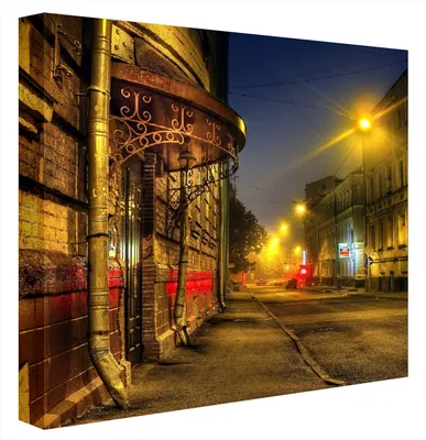 Leuchtbild Moskau Straße, Acryl, mehrfarbig, 60x60 cm