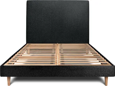 Productafbeelding van Bed met gestoffeerd hoofdeinde – Bouclé-stof - 135x190 cm