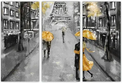 Imagen del producto de Decoración de pared de 3 piezas, cuadro al óleo de París, 90 x 60 cm, ideal para salones
