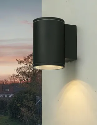 Obrázek produktu pro Nástěnné venkovní svítidlo IP54 antracit GU10 Ø 9 cm sklo kov moderní venkovní světlo stěna terasa zahrada