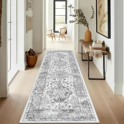 Productafbeelding van Läufer, 60 x 180 cm, grijs, retro-stijl, antislip, wasbaar