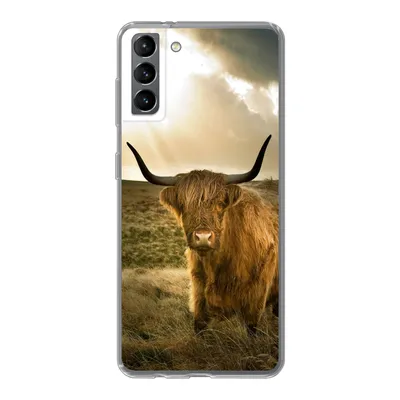 Produktbild von MuchoWow® Handyhülle Schutzhülle Hülle für Samsung Galaxy S21 Plus Schottischer Hochländer - Sonne - Tiere Silikon Softcase Handy Hülle - Handy-Tasche