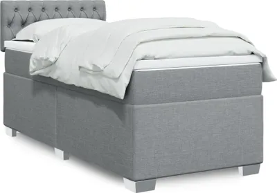Produktbild von Boxspringbett mit Matratze Hellgrau 100x200 cm Stoff, Klassische Betten 2024 Neu