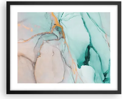 Produktbild von Gerahmtes Poster - Schwarzer Rahmen - Marmor Abstraktion Türkis - 50x40 cm - Wand Bild - Wanddeko - Wandbilder - Kunstposter - Wandposter - Bilderrahmen - Bilder - Kunstdruck - P2BAA50x40-4451