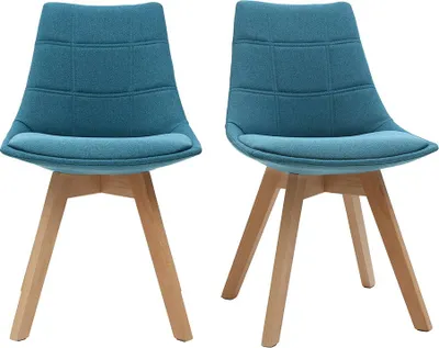 Produktbild von Miliboo - Skandinavische Stühle mit Stoff in Blaugrün (2er-Set) MATILDE