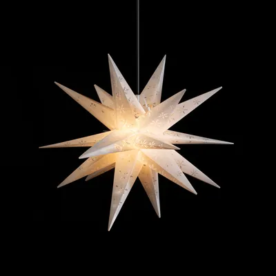 Produktbild von Sterntaler Dekostern | Weihnachtsstern mit Schneeflocken Design | Faltstern | 55cm | Außen | Glühbirne | Netzstecker, Farbe:weiß