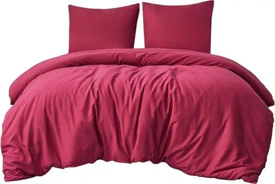 Produktbild von Famanu Bettwäsche Set, 3-teilig, aus Mikrofasern, mit Reißverschluss, weich und bügelfrei, mit Kissenbezügen und Bettbezug 200 x 220 cm, rot