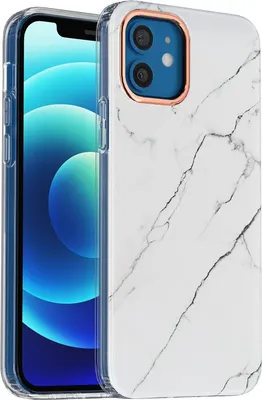 Immagine prodotto di Custodia per Apple iPhone 12/12 Pro Retro in marmo Cornice fotocamera dorata A2172