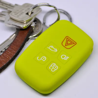 Produktbild von Auto Schlüssel Hülle Silikon Schutz Cover Apfelgrün kompatibel mit Land Rover Discovery IV Range Rover Sport Evoque 2009-2017 5 Tasten KEYLESS SMARTKEY