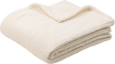 Produktbild von GÖZZE Feine Corddecke leichte flauschige Wohndecke in Cordoptik Weiss 150 x 200 cm