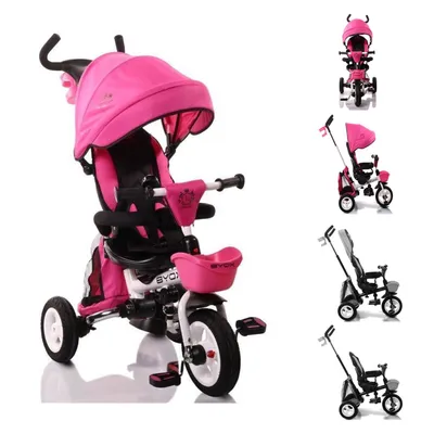 Produktbild von Byox Tricycle Flexy Lux 3 in 1 Dreirad, klappbar, Gummireifen, drehbarer Sitz pink